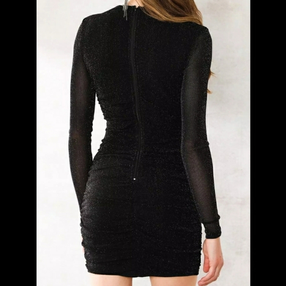 PRIVY NWT SheerSleeve Metallic lined Dress - Picture 2 of 6